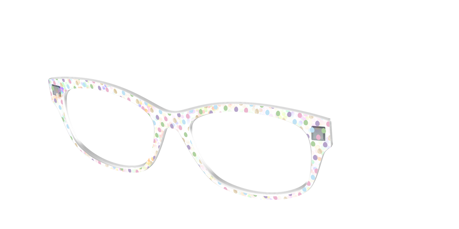 The Egg Polka Dot with Gold Foil Crystal - Angle Top Image - Pair Eyewear