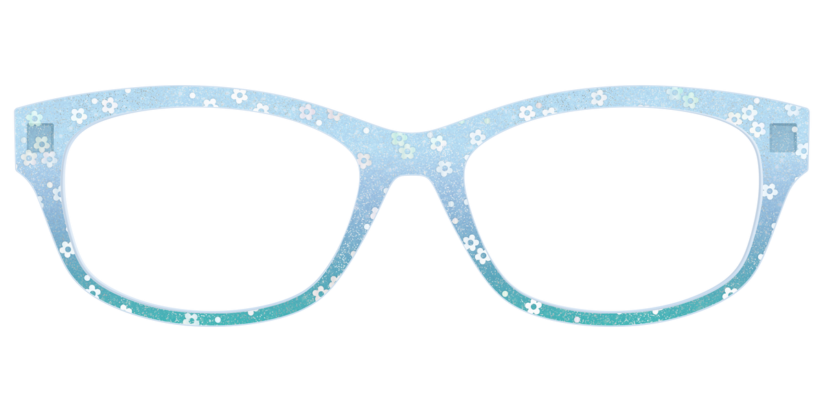 The Sky Blue Crystal with Daisy Glitter - Front Top Image - Pair Eyewear