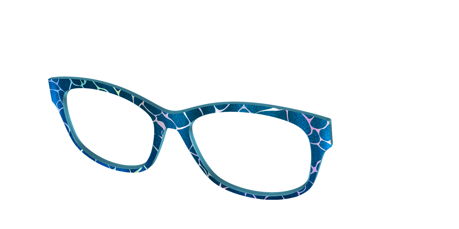 The Teal Shimmer Holographic Pool - Angle Top Image - Pair Eyewear