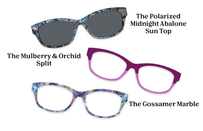 The Addison - Violet Pearlized Gradient Acetate Rose Gold Metal - Pairing Set - Pair Eyewear