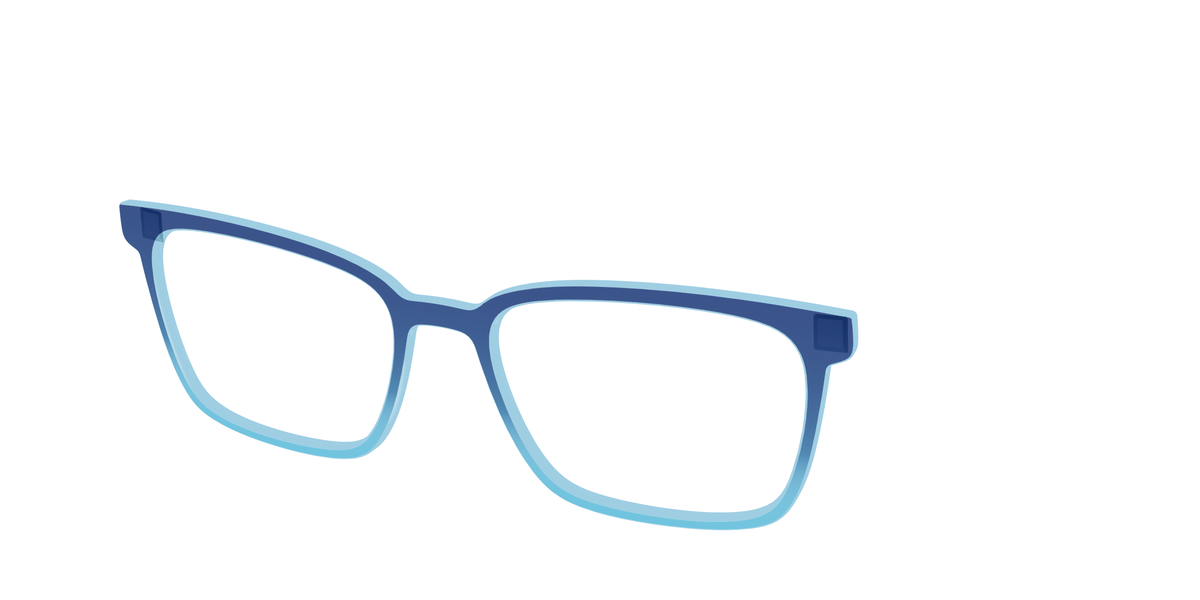 The Indigo to Sky Blue Gradient Crystal - Angle Top Image - Pair Eyewear