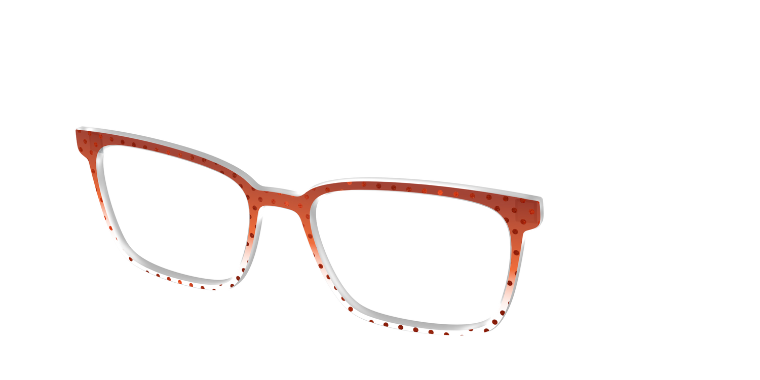 The Inferno Orange Gradient Crystal Polka Dots - Angle Top Image - Pair Eyewear