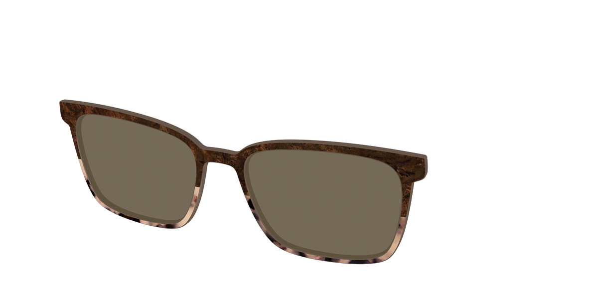 The Polarized Dark Oak Tortoise Split Sun Top - Angle Top Image - Pair Eyewear