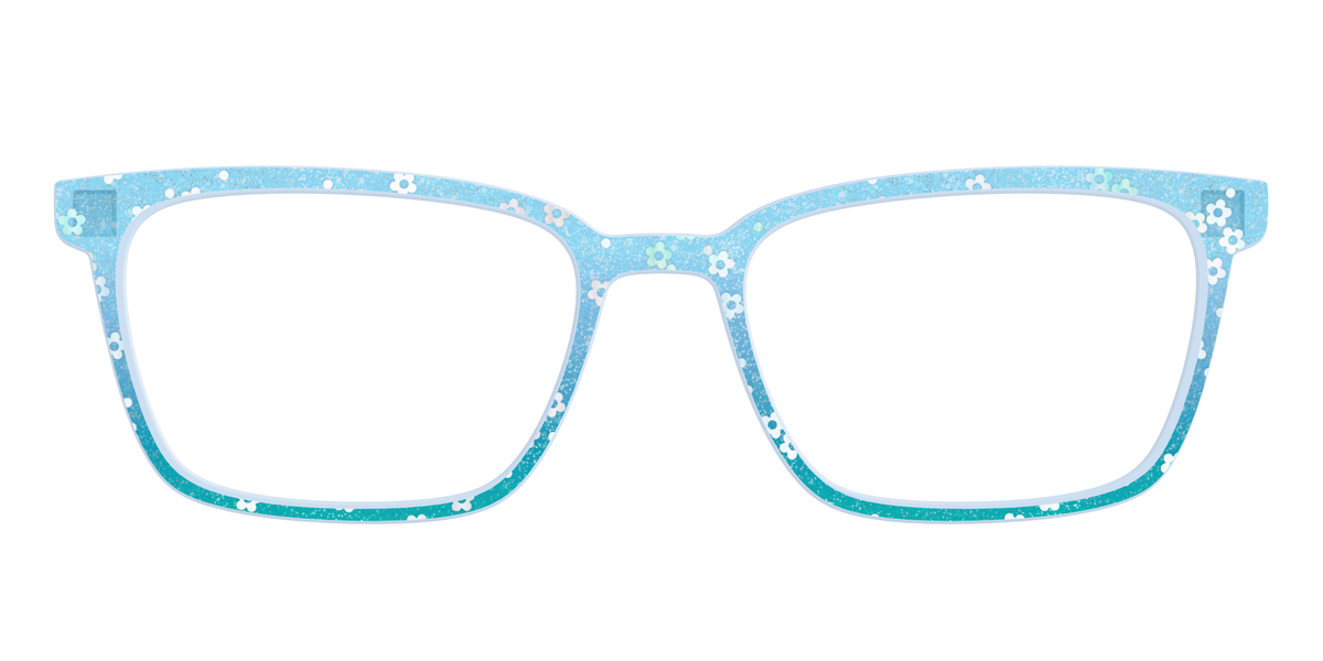 The Sky Blue Crystal with Daisy Glitter - Front Top Image - Pair Eyewear