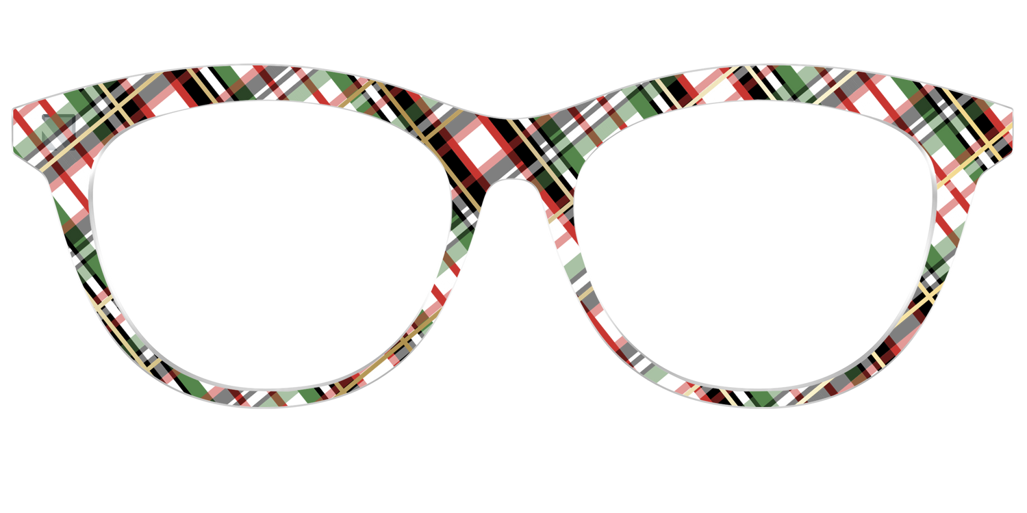 The Evergreen Plaid with Foil Crystal - Front Top Image - Pair Eyewear