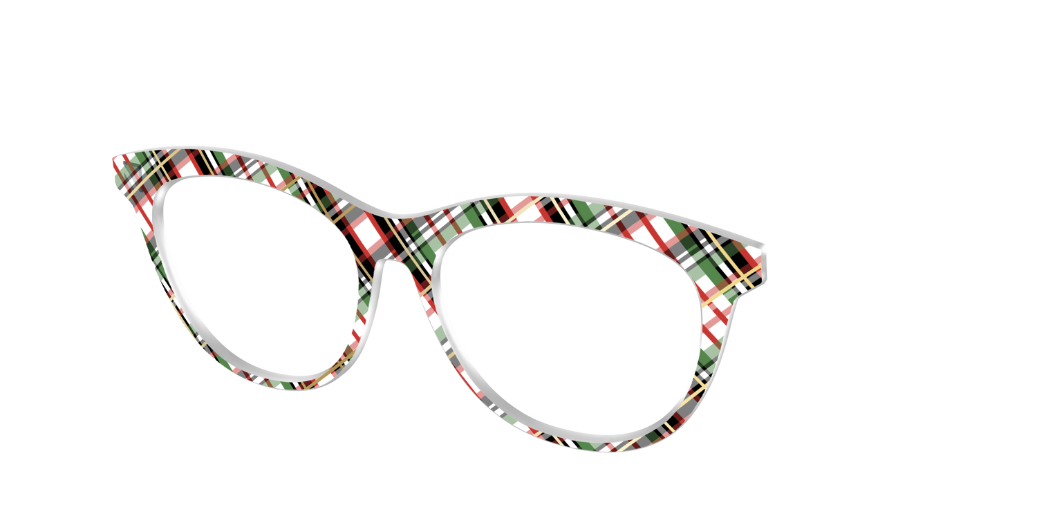 The Evergreen Plaid with Foil Crystal - Angle Top Image - Pair Eyewear
