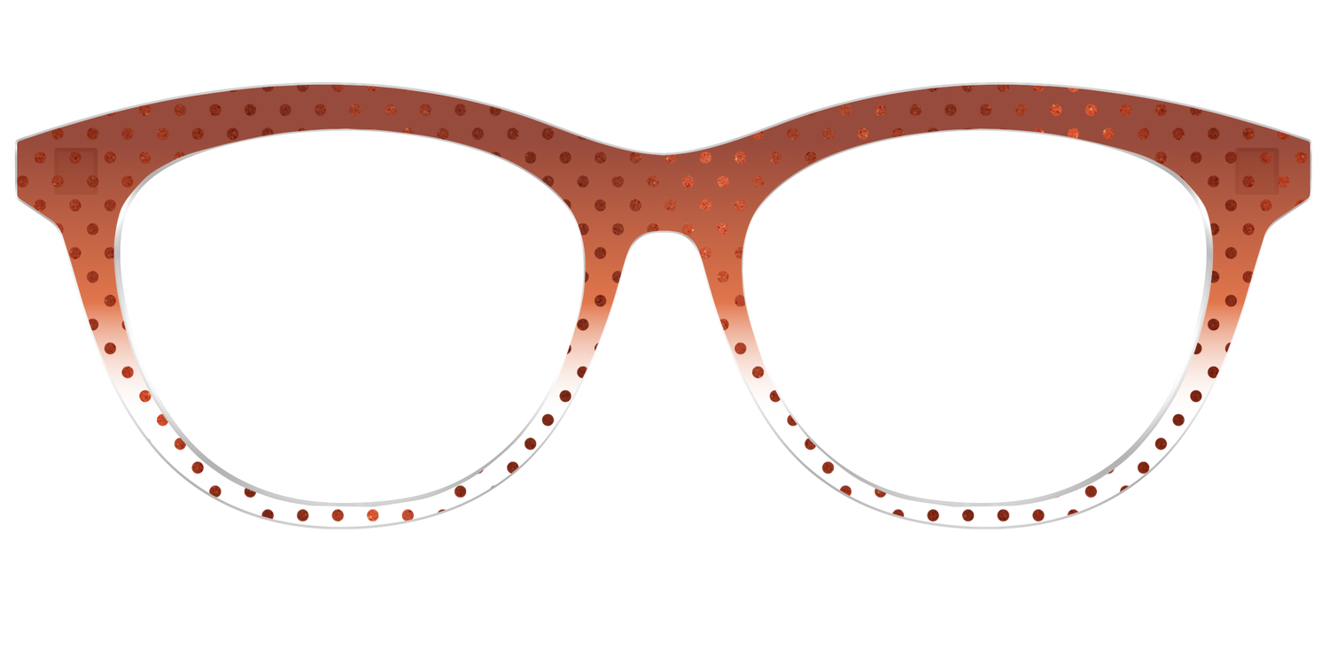 The Inferno Orange Gradient Crystal Polka Dots - Front Top Image - Pair Eyewear