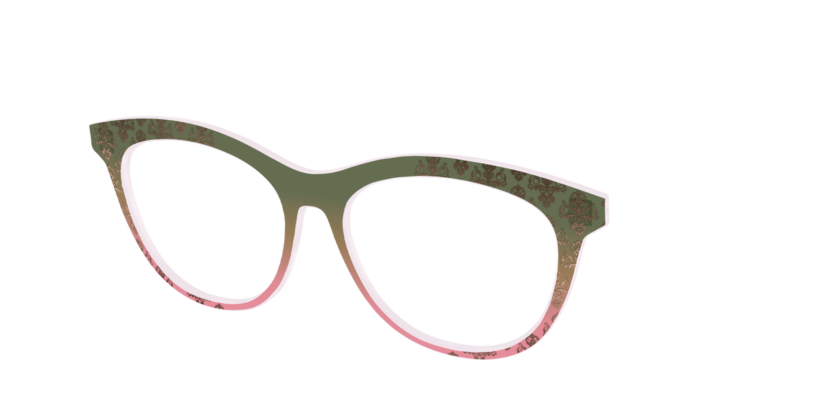 The Olive to Rose Trellis with Champagne Foil - Angle Top Image - Pair Eyewear