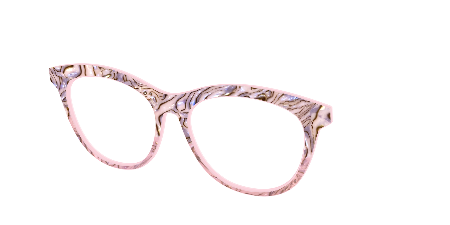 The Pink Conch Shell Pearl Crystal Split - Angle Top Image - Pair Eyewear