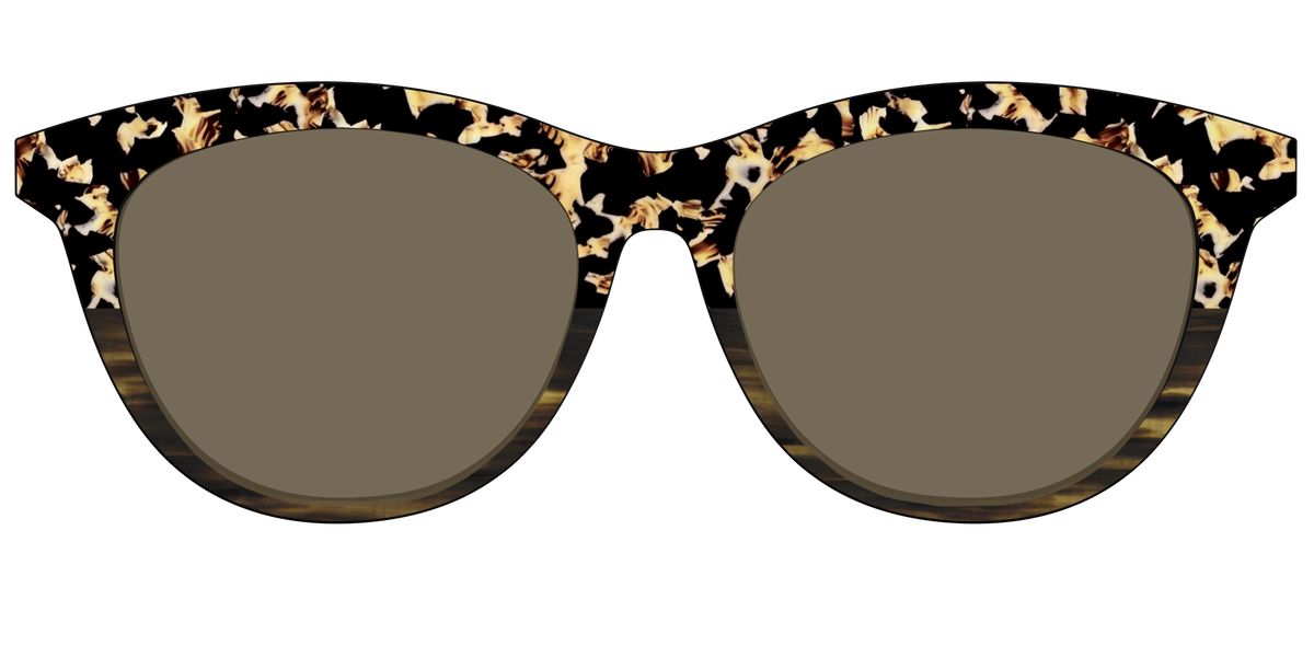 The Polarized Caramel Tortoise Horn Split Sun Top - Front Top Image - Pair Eyewear