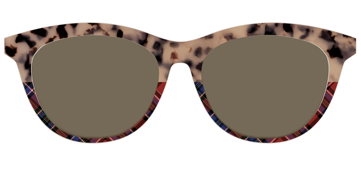 The Polarized Cookie Dough Tortoise & Plaid Split Sun Top - Front Top Image - Pair Eyewear