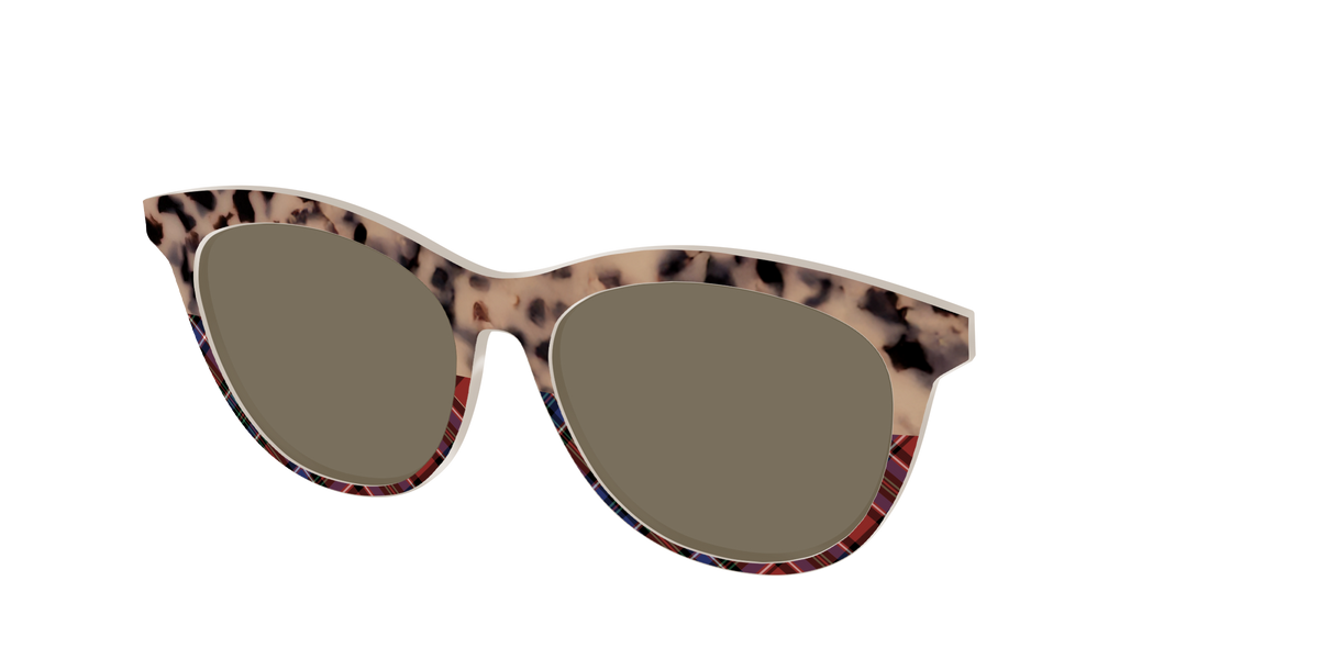 The Polarized Cookie Dough Tortoise & Plaid Split Sun Top - Angle Top Image - Pair Eyewear