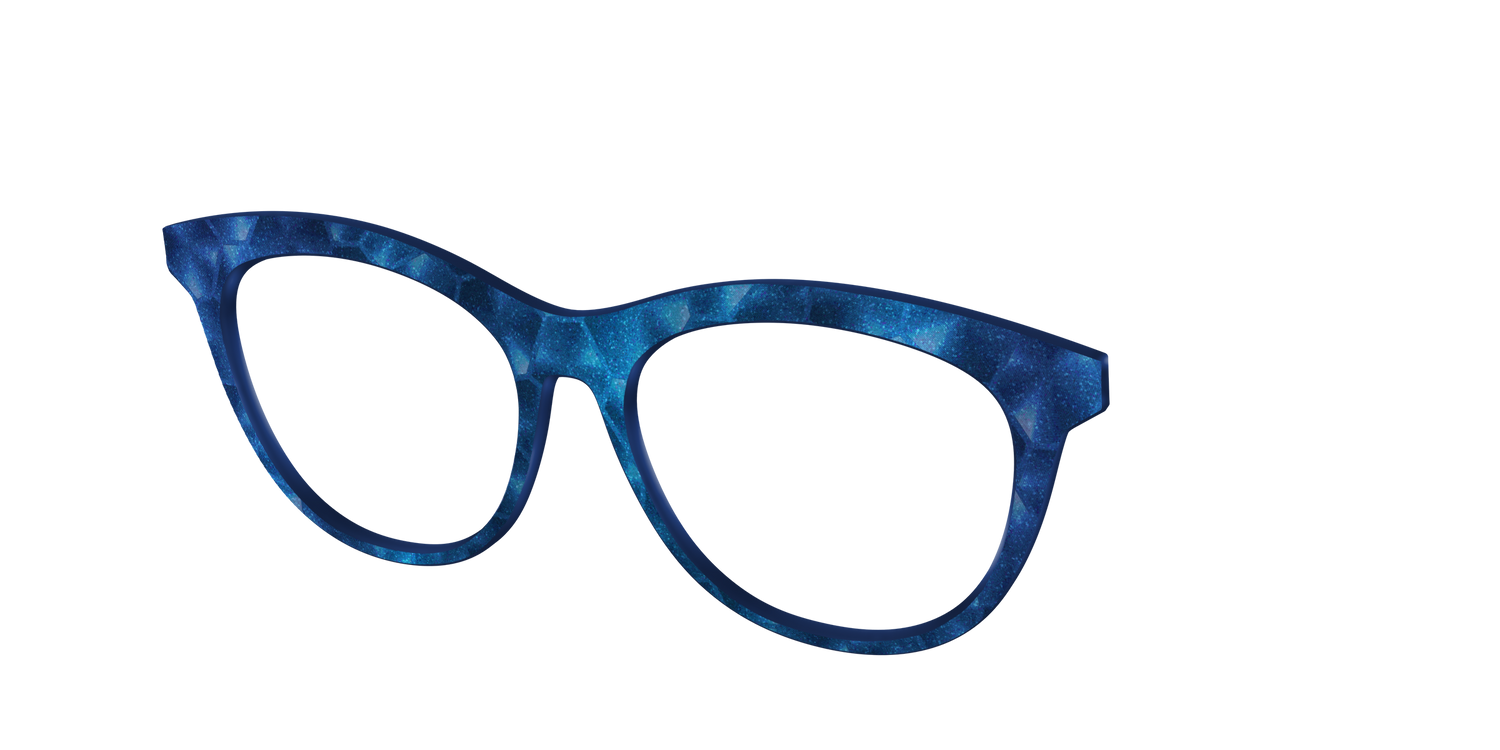 The Shimmering Cobalt Hexagons - Angle Top Image - Pair Eyewear