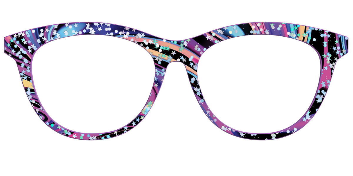The Vaporwave Marble with Star Glitter - Front Top Image - Pair Eyewear