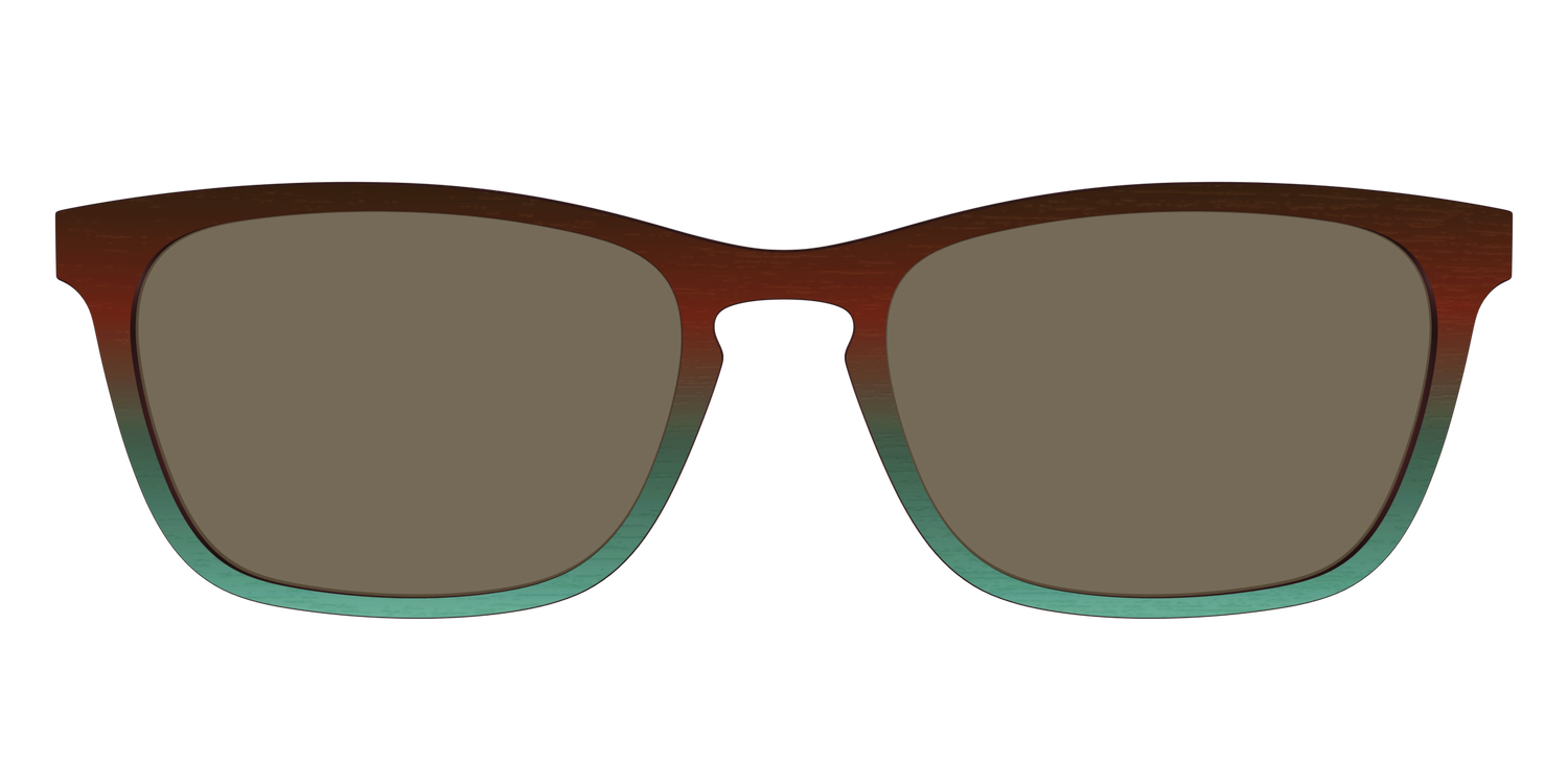 The Polarized Mahogany to Juniper Woodgrain Sun Top - Front Top Image - Pair Eyewear