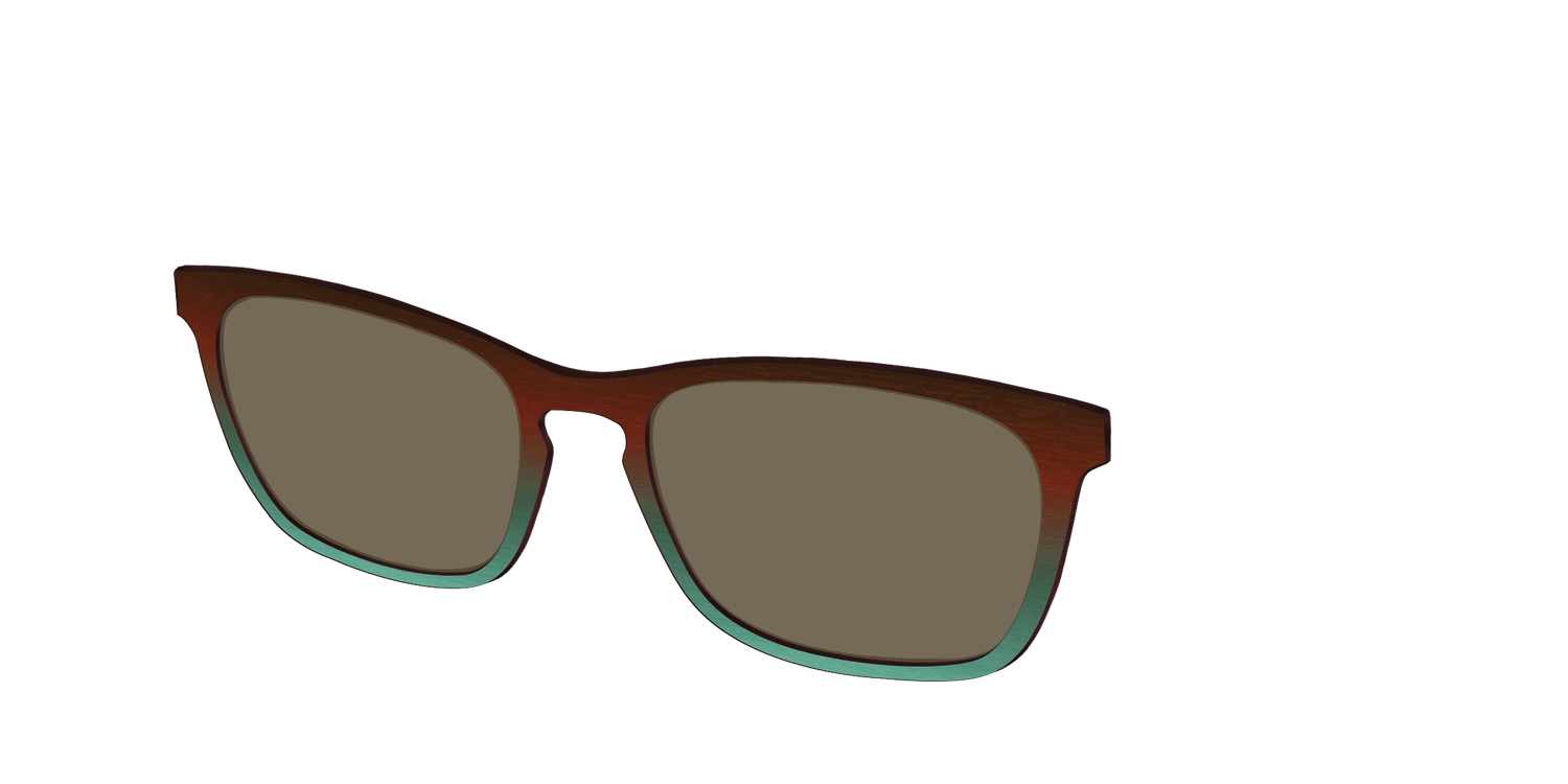 The Polarized Mahogany to Juniper Woodgrain Sun Top - Angle Top Image - Pair Eyewear