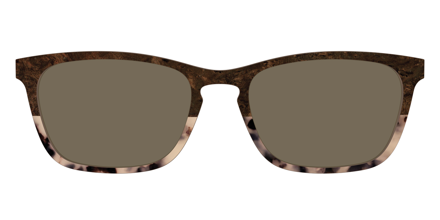 The Polarized Dark Oak Tortoise Split Sun Top - Front Top Image - Pair Eyewear