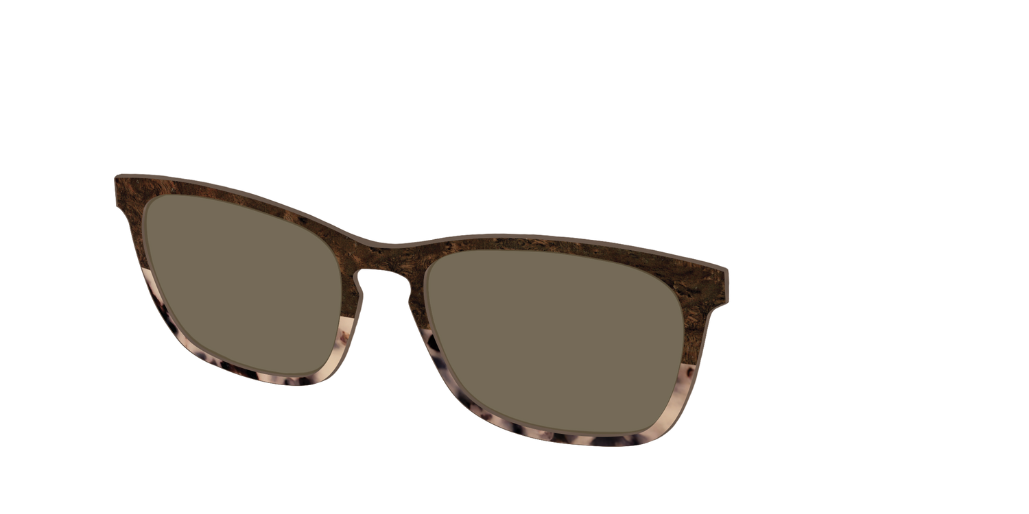 The Polarized Dark Oak Tortoise Split Sun Top - Angle Top Image - Pair Eyewear