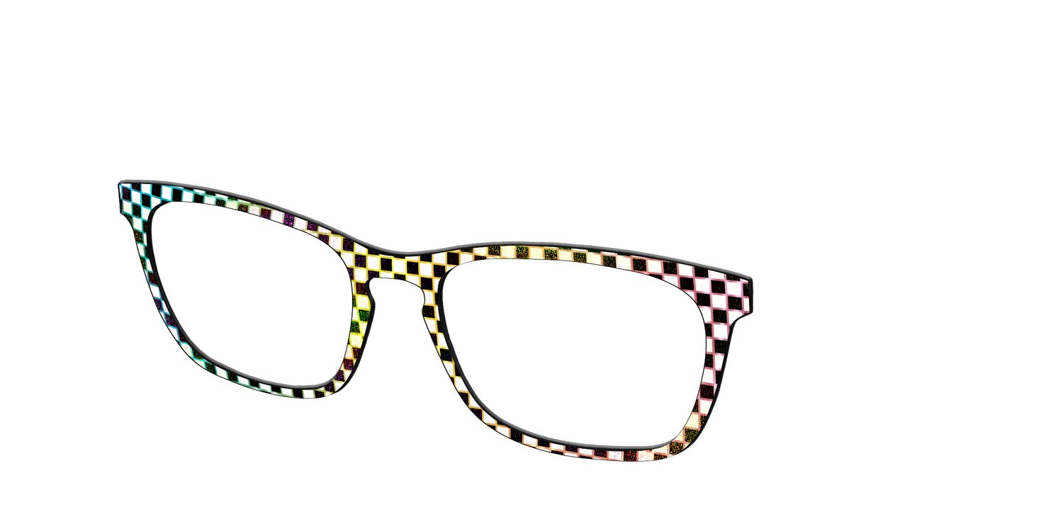 The Rainbow Foil Check - Angle Top Image - Pair Eyewear