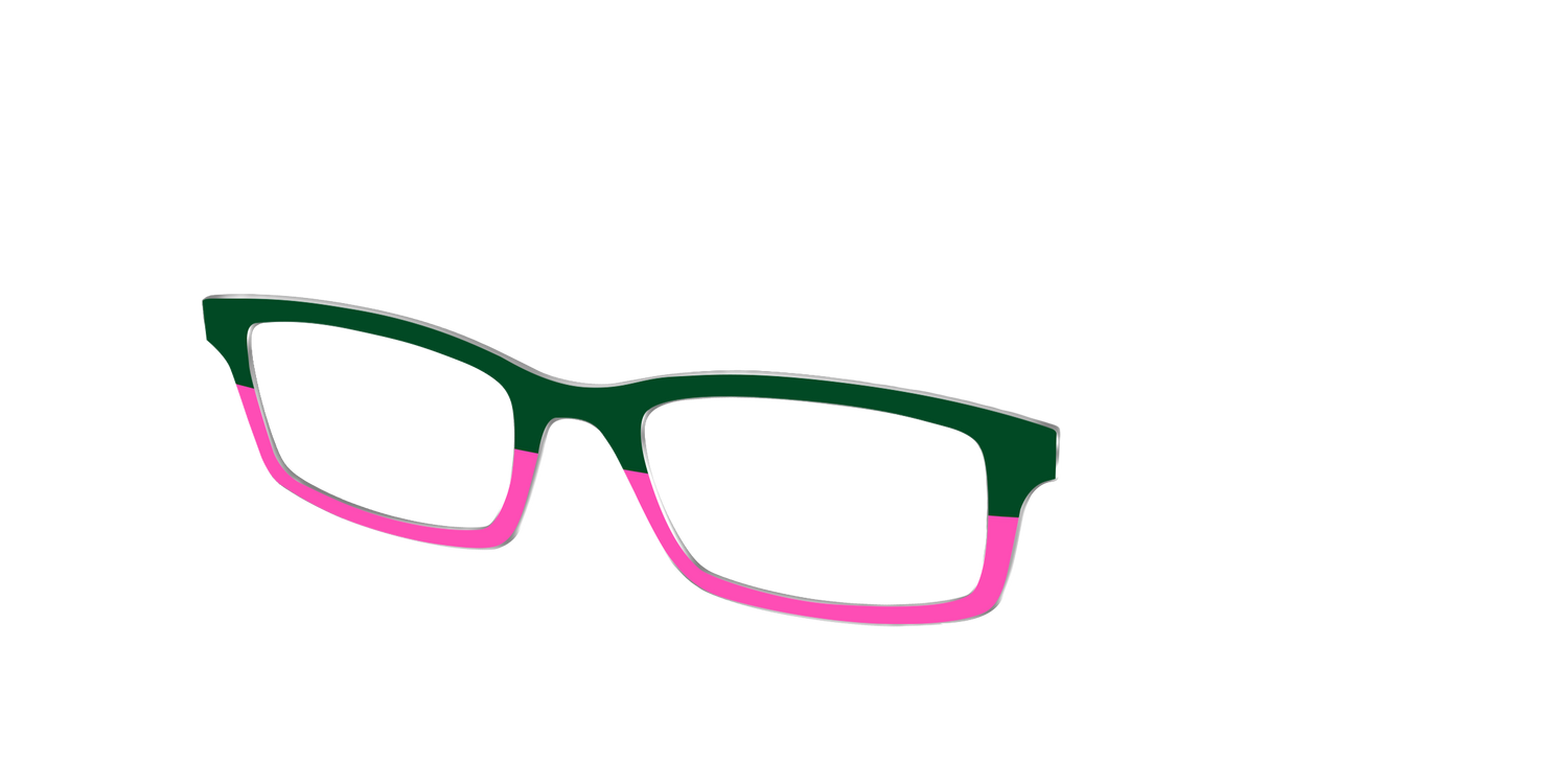 The Emerald and Flamingo Split - Angle Top Image - Pair Eyewear