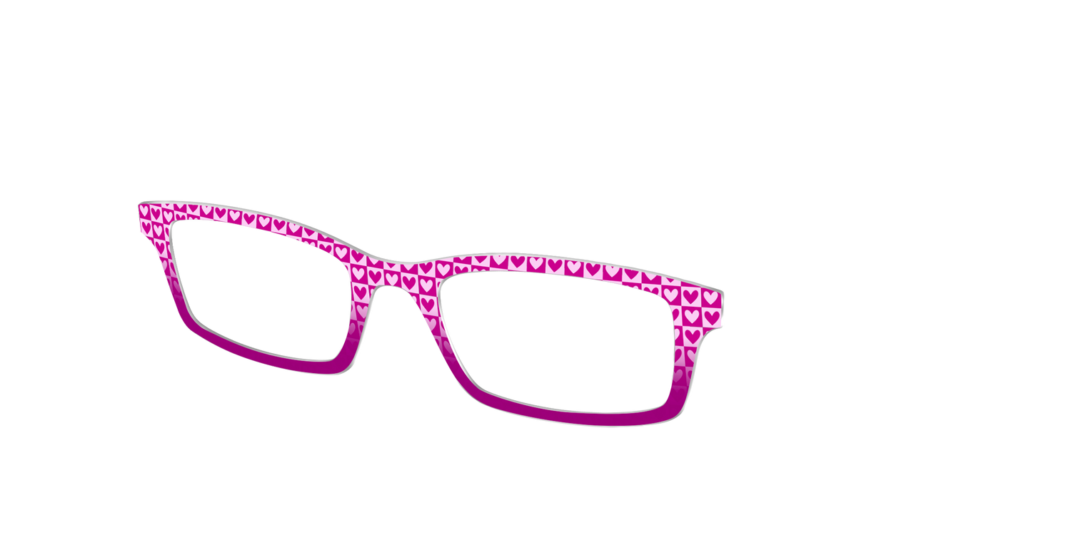The Fuchsia Heart Check - Angle Top Image - Pair Eyewear