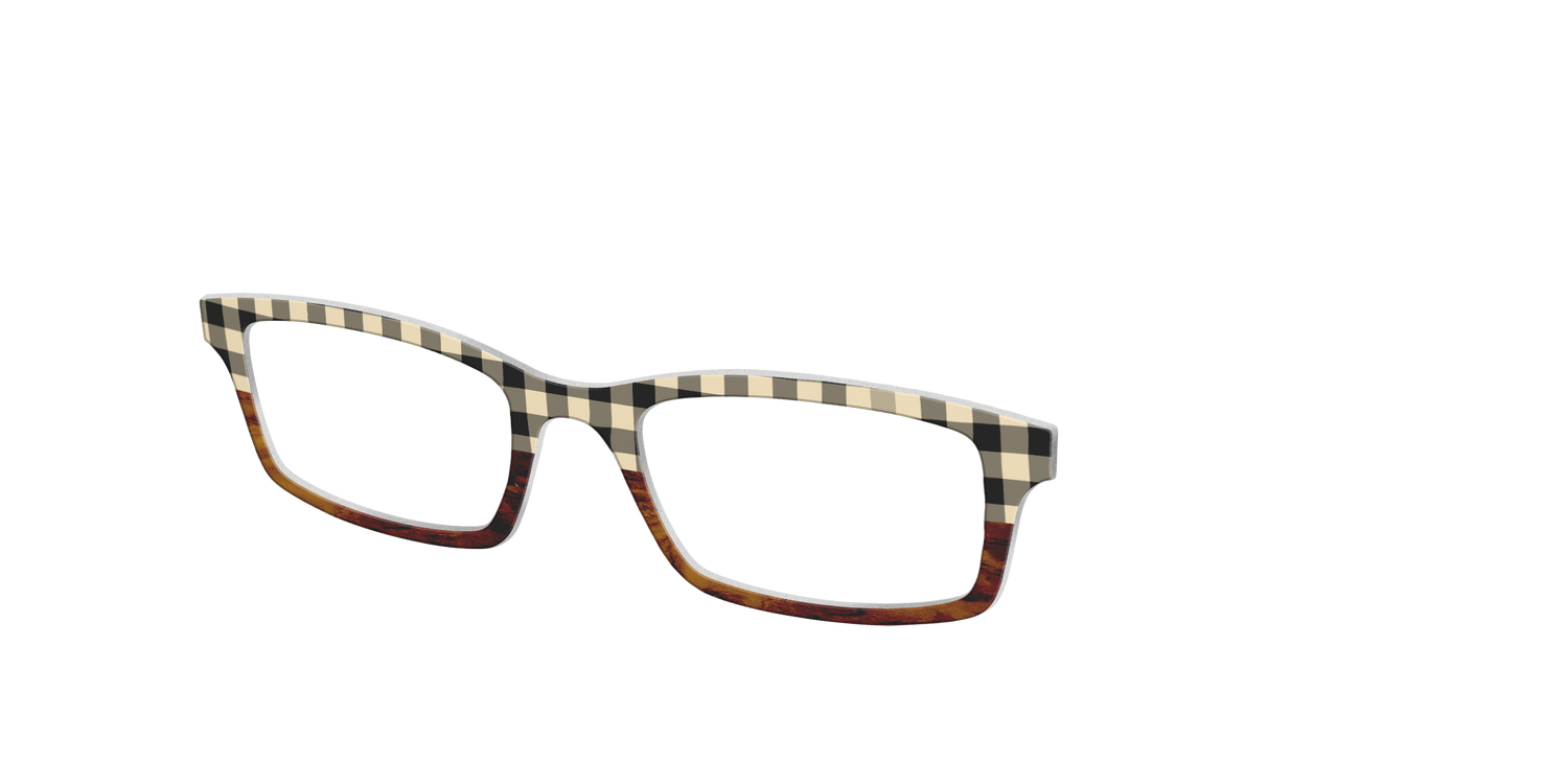 The Ivory Plaid Wood Split - Angle Top Image - Pair Eyewear