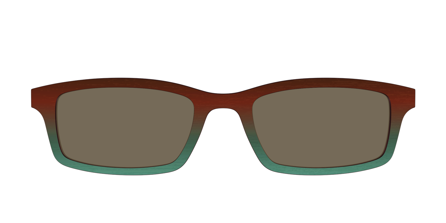The Polarized Mahogany to Juniper Woodgrain Sun Top - Front Top Image - Pair Eyewear