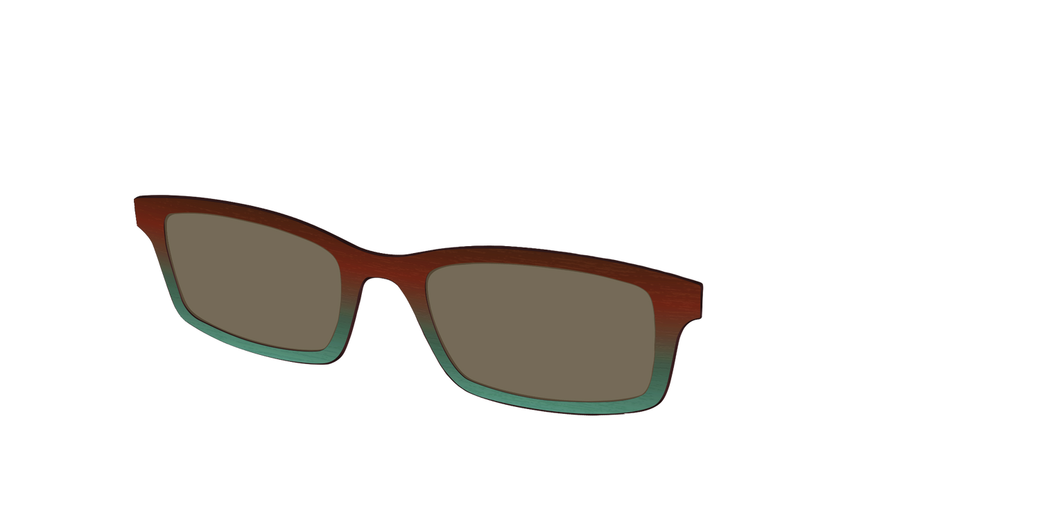 The Polarized Mahogany to Juniper Woodgrain Sun Top - Angle Top Image - Pair Eyewear