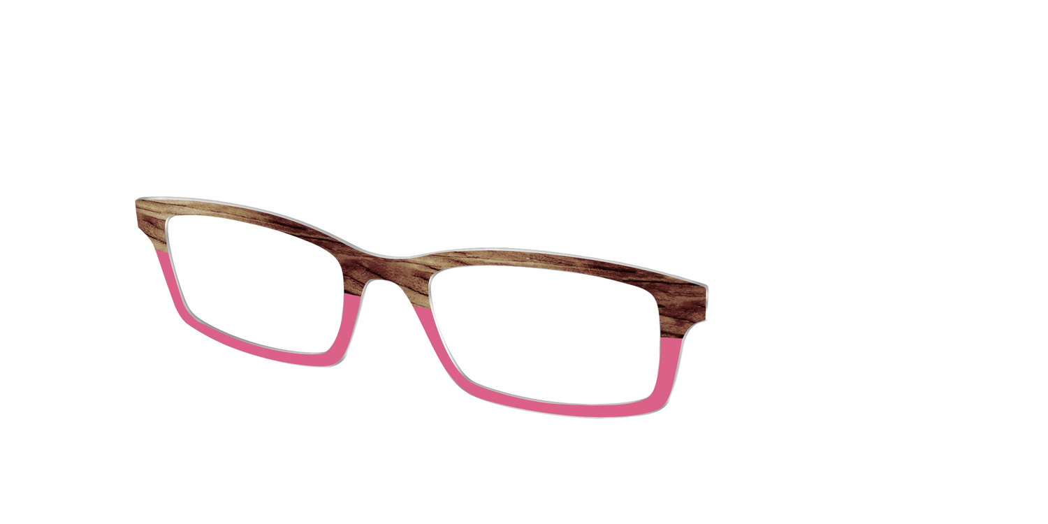 The Melon Pink Wood Split - Angle Top Image - Pair Eyewear