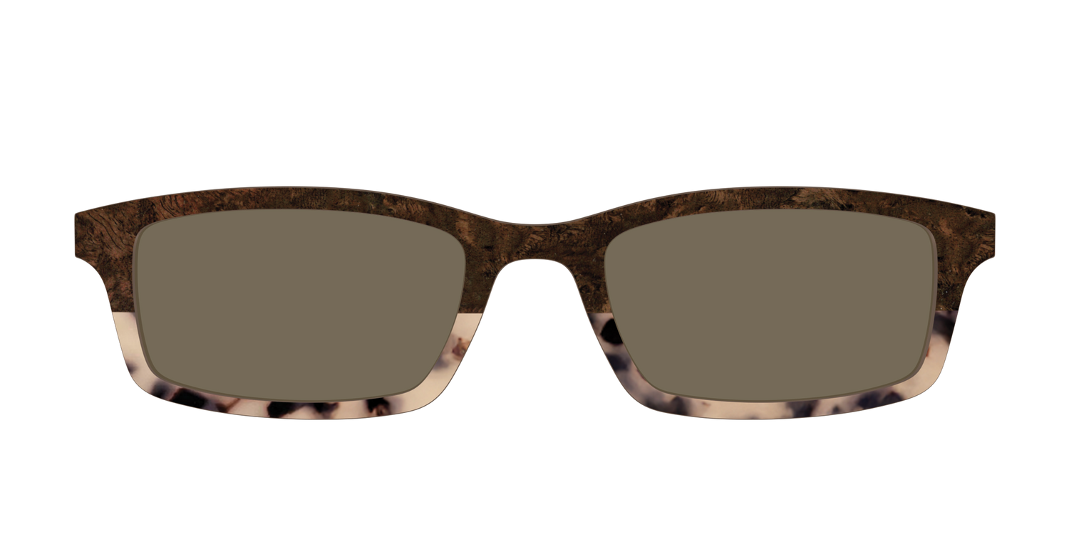 The Polarized Dark Oak Tortoise Split Sun Top - Front Top Image - Pair Eyewear