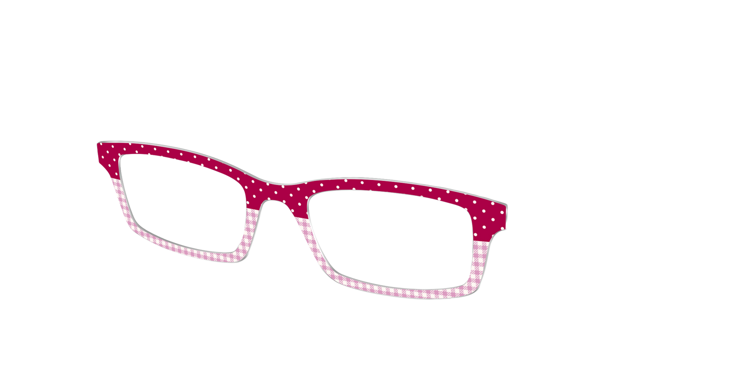 The Raspberry Pin Dot Split - Angle Top Image - Pair Eyewear