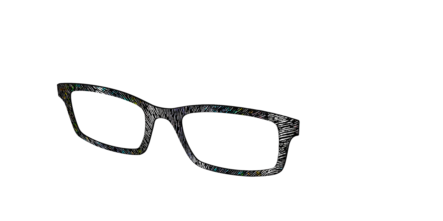 The Silver Holographic Spell Sparks - Angle Top Image - Pair Eyewear