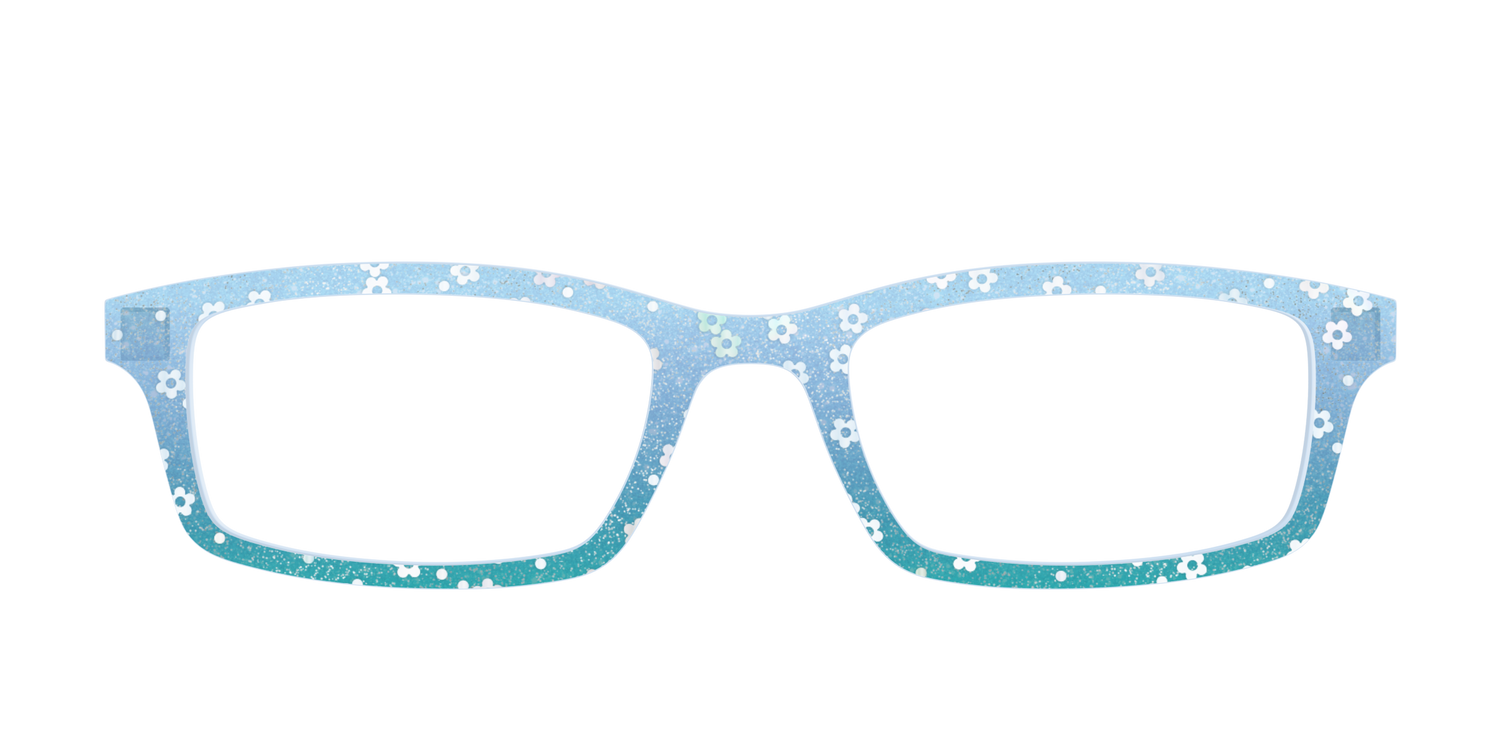 The Sky Blue Crystal with Daisy Glitter - Front Top Image - Pair Eyewear
