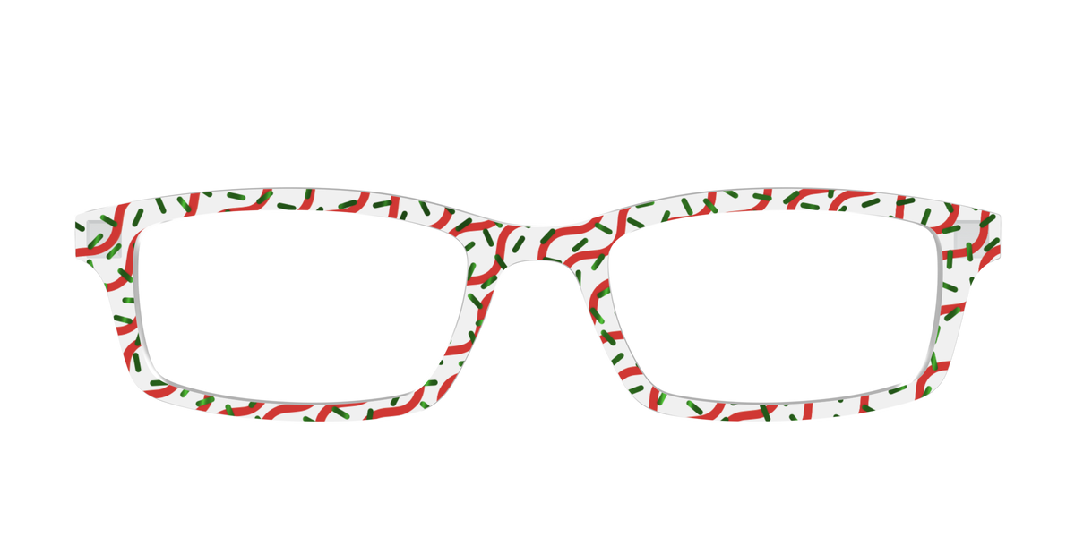 The Sweet Holiday Treat Crystal with Green Foil - Front Top Image - Pair Eyewear