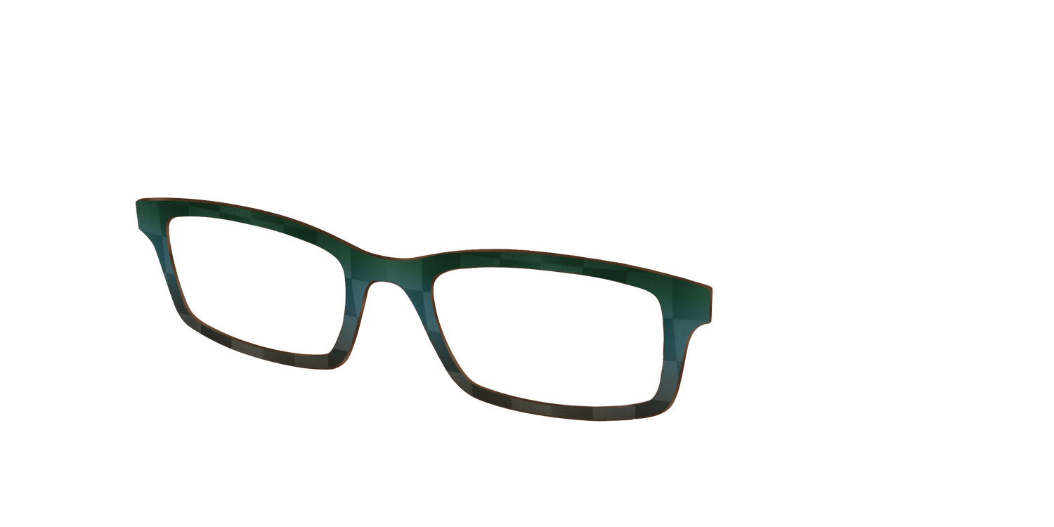 The Teal to Walnut Matte Check - Angle Top Image - Pair Eyewear