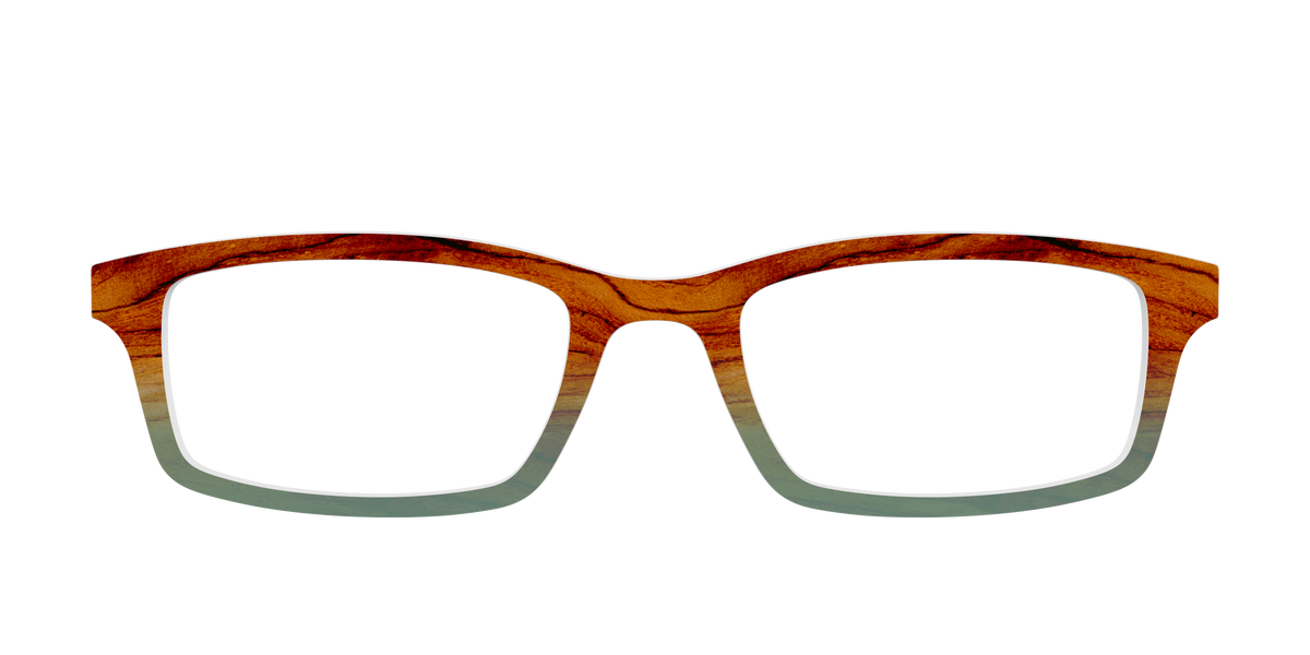 The Woodgrain to Sage Gradient - Front Top Image - Pair Eyewear
