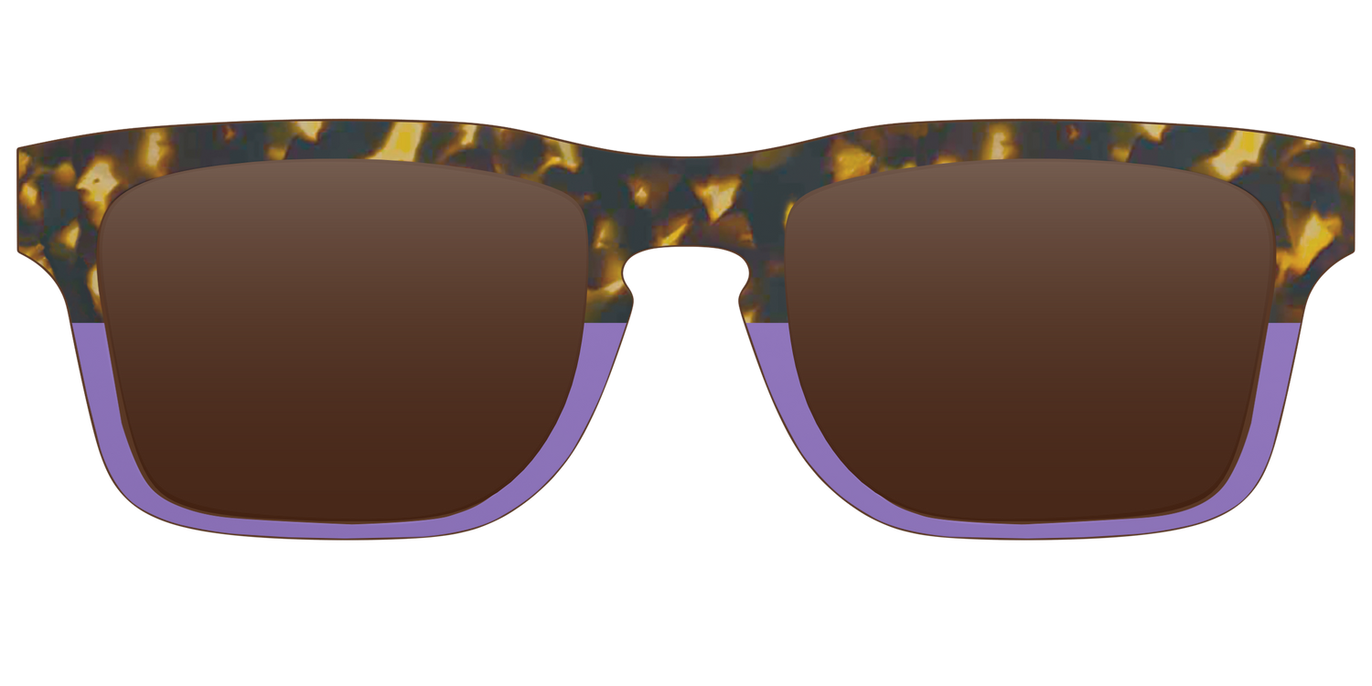 The Polarized Lavender Tortoise Split Sun Top - Front Top Image - Pair Eyewear