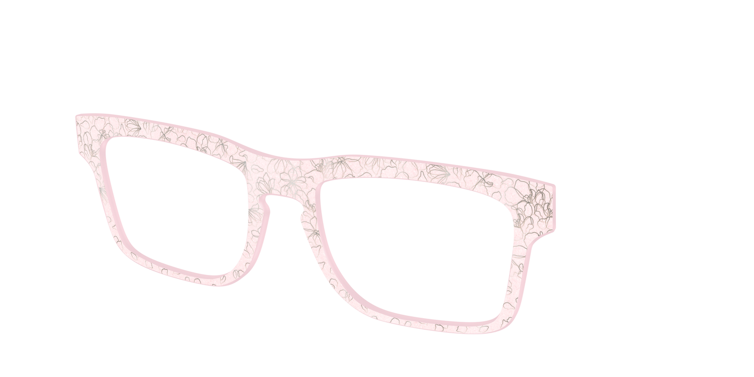 The Pink Shimmer Petals with Silver Foil - Angle Top Image - Pair Eyewear