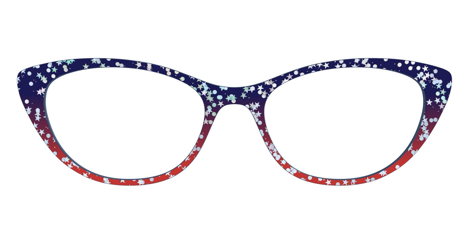 The Navy to Scarlet Gradient with Star Glitter - Front Top Image - Pair Eyewear