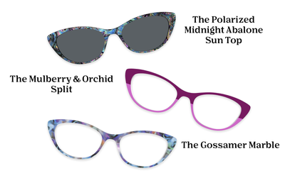 The ella - Violet Pearlized Gradient Acetate Rose Gold Metal - Pairing Set - Pair Eyewear