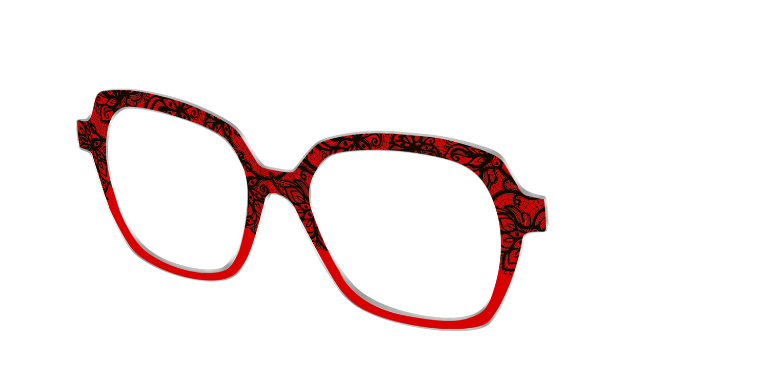 The Blood Red Lace Split - Angle Top Image - Pair Eyewear