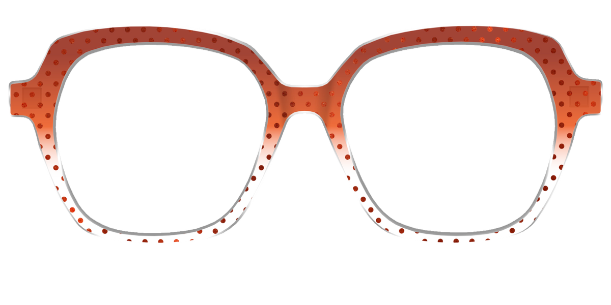 The Inferno Orange Gradient Crystal Polka Dots - Front Top Image - Pair Eyewear