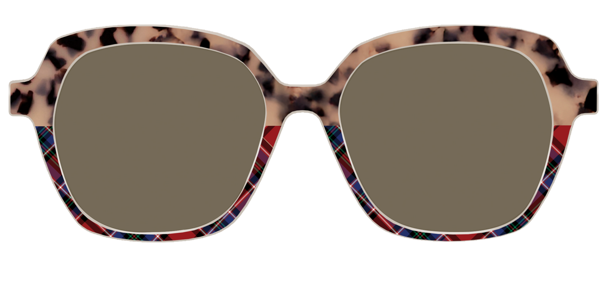 The Polarized Cookie Dough Tortoise & Plaid Split Sun Top - Front Top Image - Pair Eyewear