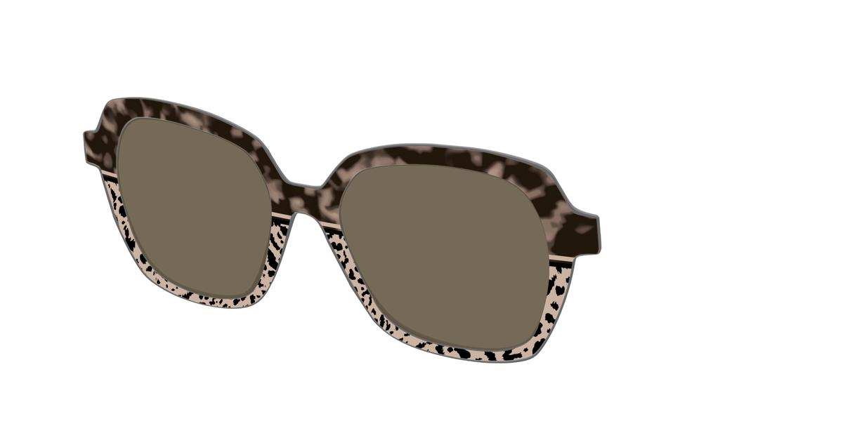 The Polarized Ink Blot Tortoise Split Sun Top - Angle Top Image - Pair Eyewear