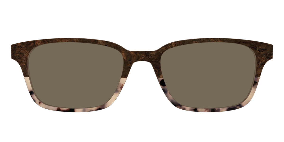 The Polarized Dark Oak Tortoise Split Sun Top - Front Top Image - Pair Eyewear