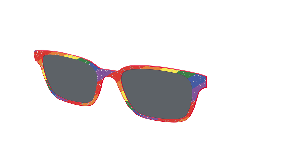 The Polarized Traditional Pride Flag Glitter Sun Top - Angle Top Image - Pair Eyewear