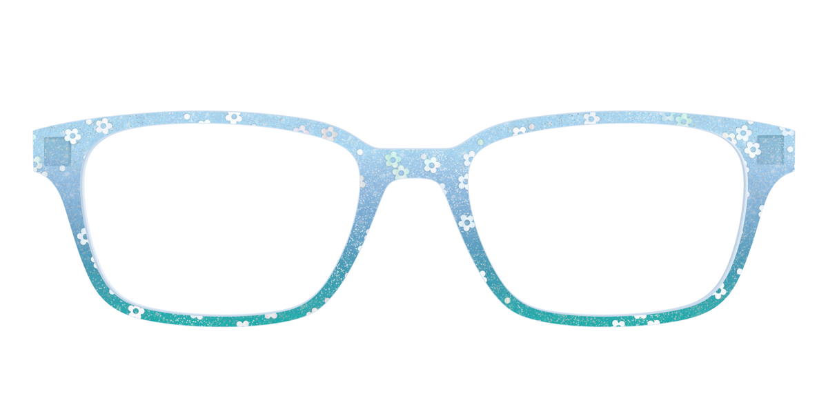 The Sky Blue Crystal with Daisy Glitter - Front Top Image - Pair Eyewear