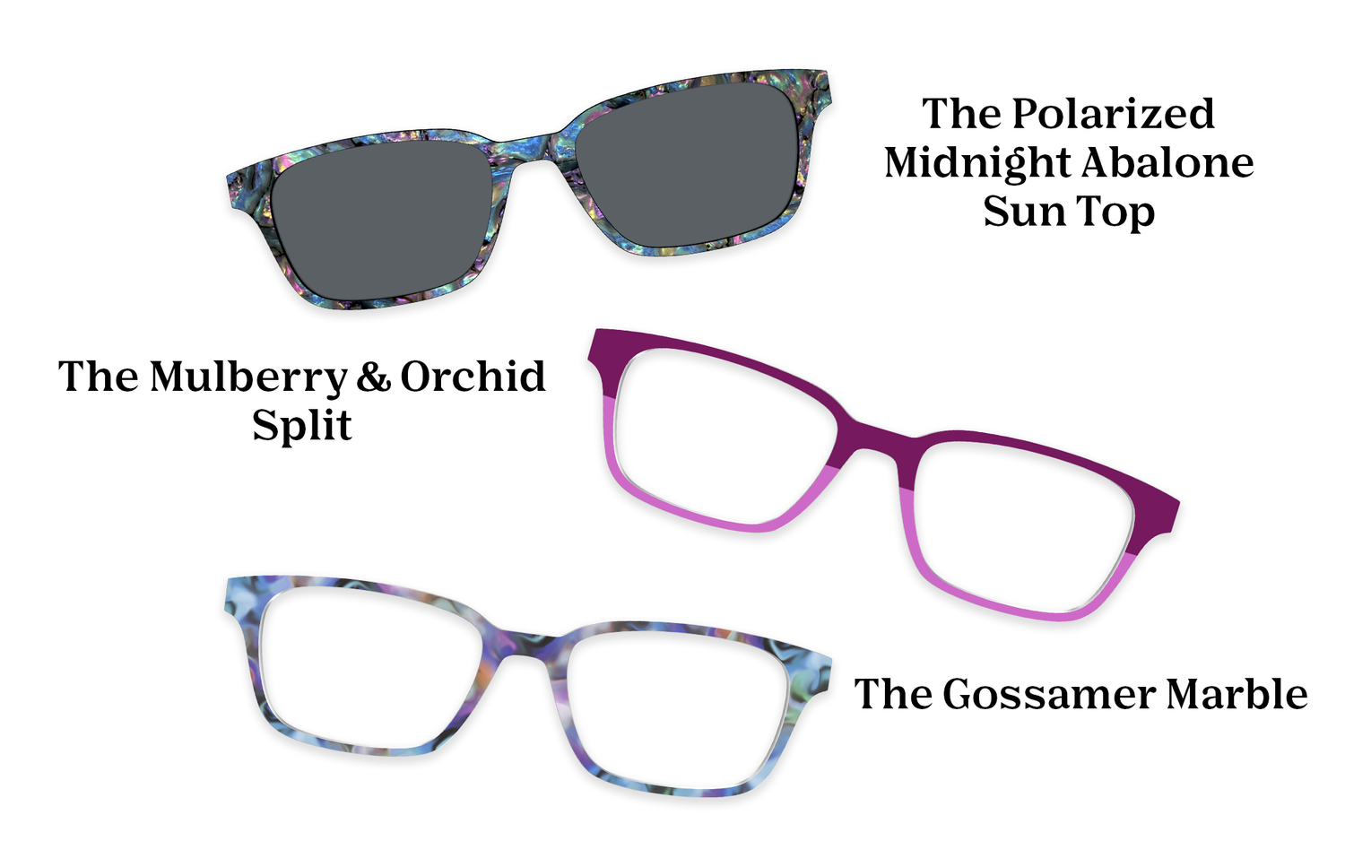 The Finley - Violet Pearlized Gradient Acetate Rose Gold Metal - Pairing Set - Pair Eyewear