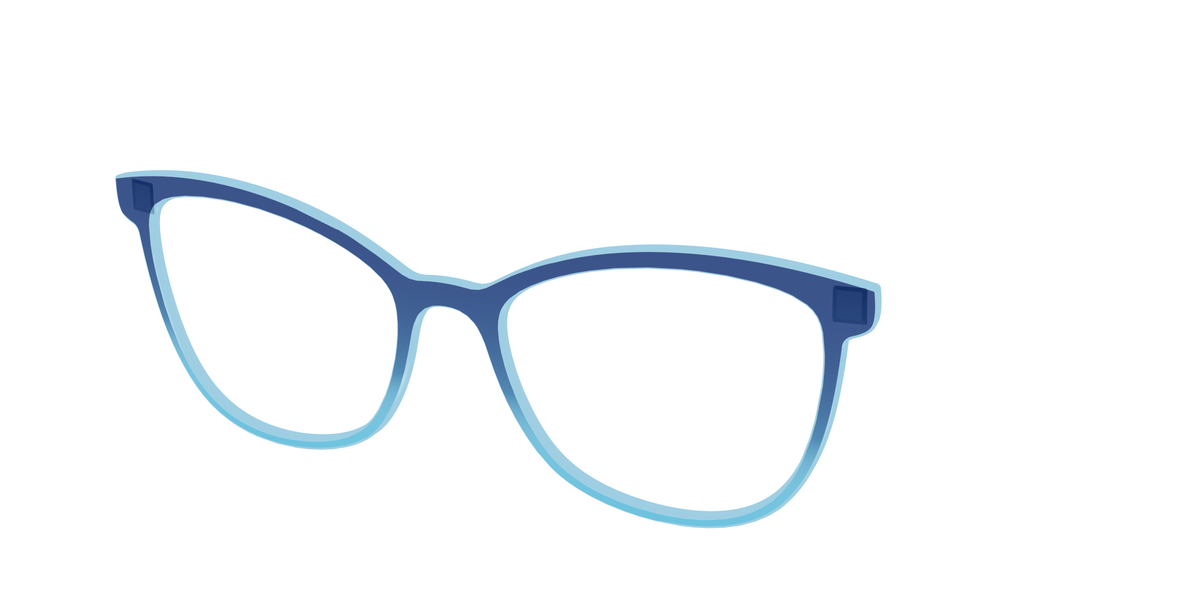 The Indigo to Sky Blue Gradient Crystal - Angle Top Image - Pair Eyewear