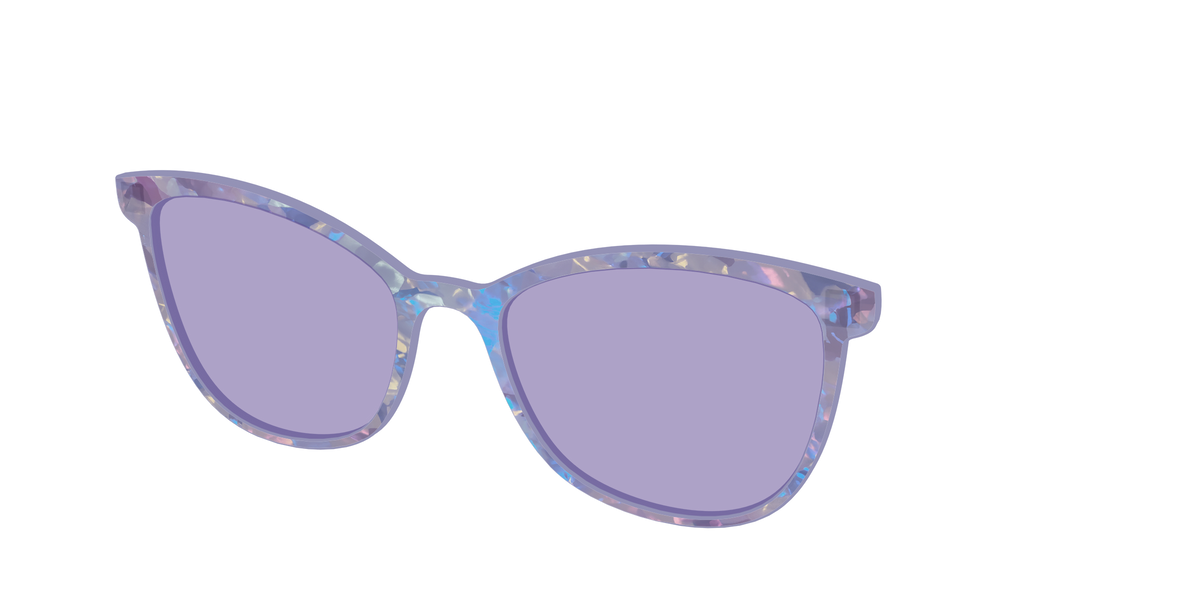 The Lavender Pearl Tort With Celestial Purple lens - Angle Top Image - Pair Eyewear